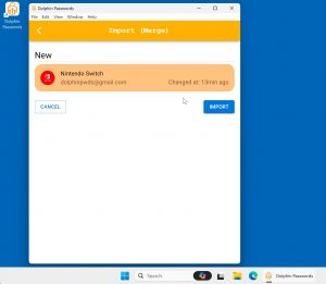 Preview import change in Dolphin Passwords Windows